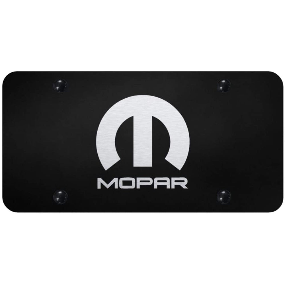 Mopar License Plate - Stainless Steel Black with Silver Logo-SR1 Performance