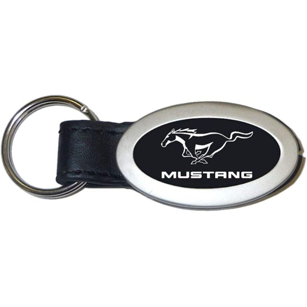 Ford Mustang Oval Key Chain - Black Leather-SR1 Performance