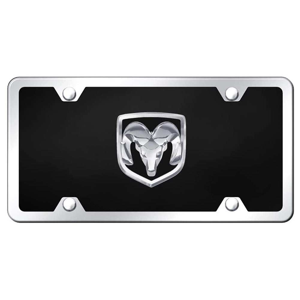 Ram License Plate Kit - Chrome Frame on Black Acrylic Plate-SR1 Performance