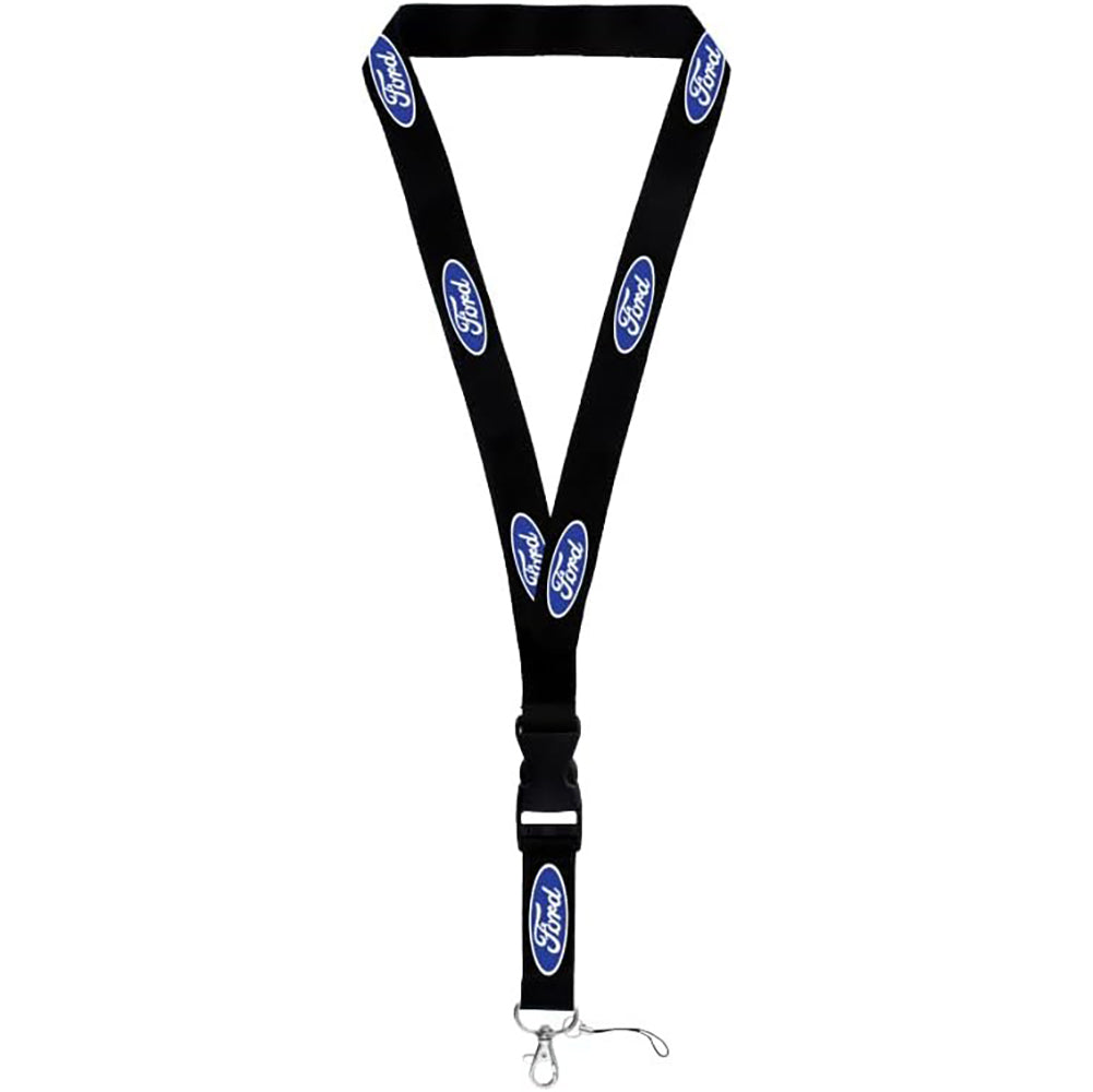 Ford Lanyard Neck Strap Key Chain - Black with Blue Circle Logo-SR1 Performance
