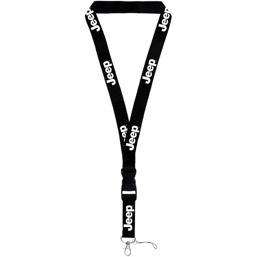 Jeep Lanyard Neck Strap Key Chain - Black with White Logo-SR1 Performance
