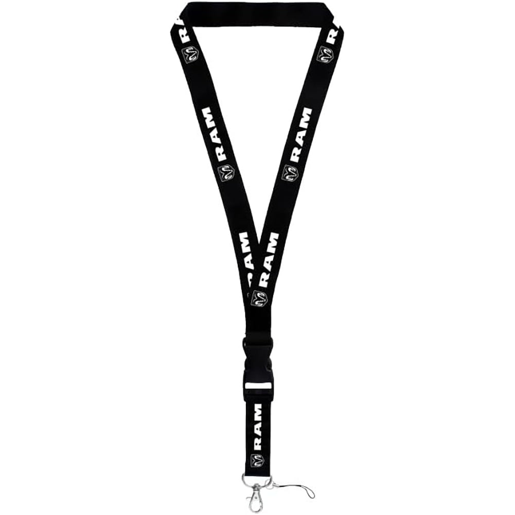 Dodge RAM Lanyard Neck Strap Key Chain - Black with White Logo-SR1 Performance