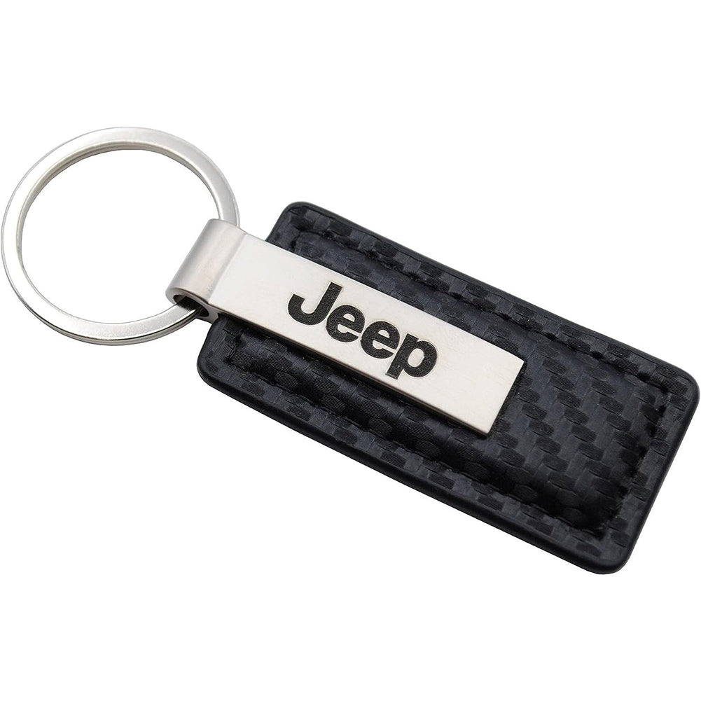 Jeep Carbon Fiber Texture Leather Key Chain - Black-SR1 Performance