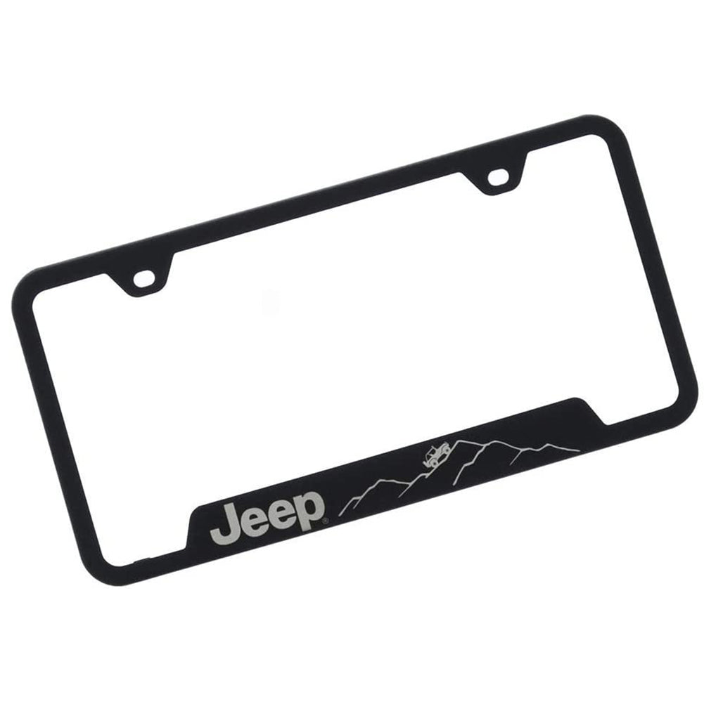 Jeep Mountain Laser Etched License Plate Frame - Rugged Black-SR1 Performance