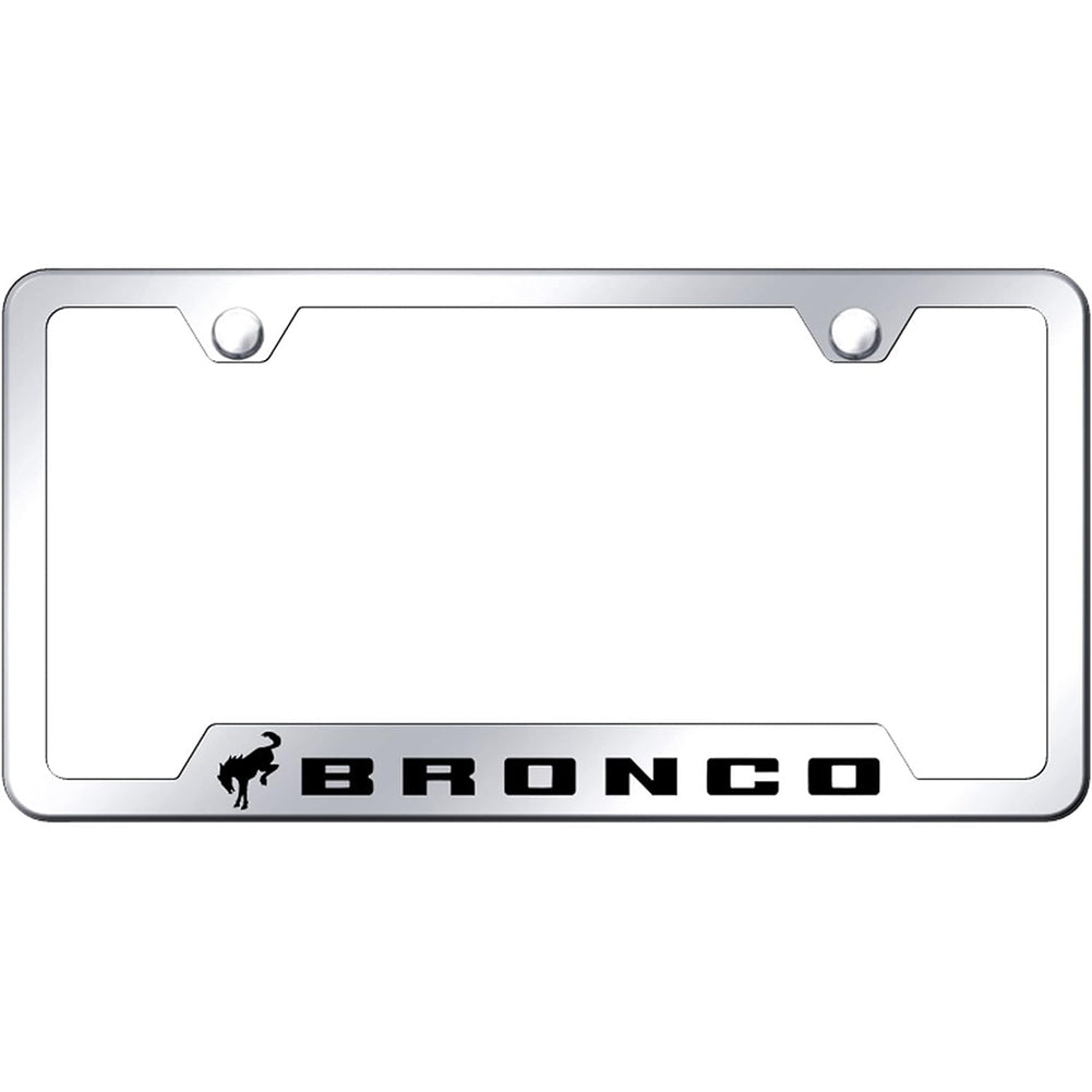 Ford Bronco Cut Out License Plate Frame - Chrome with Laser Etched Logo-SR1 Performance