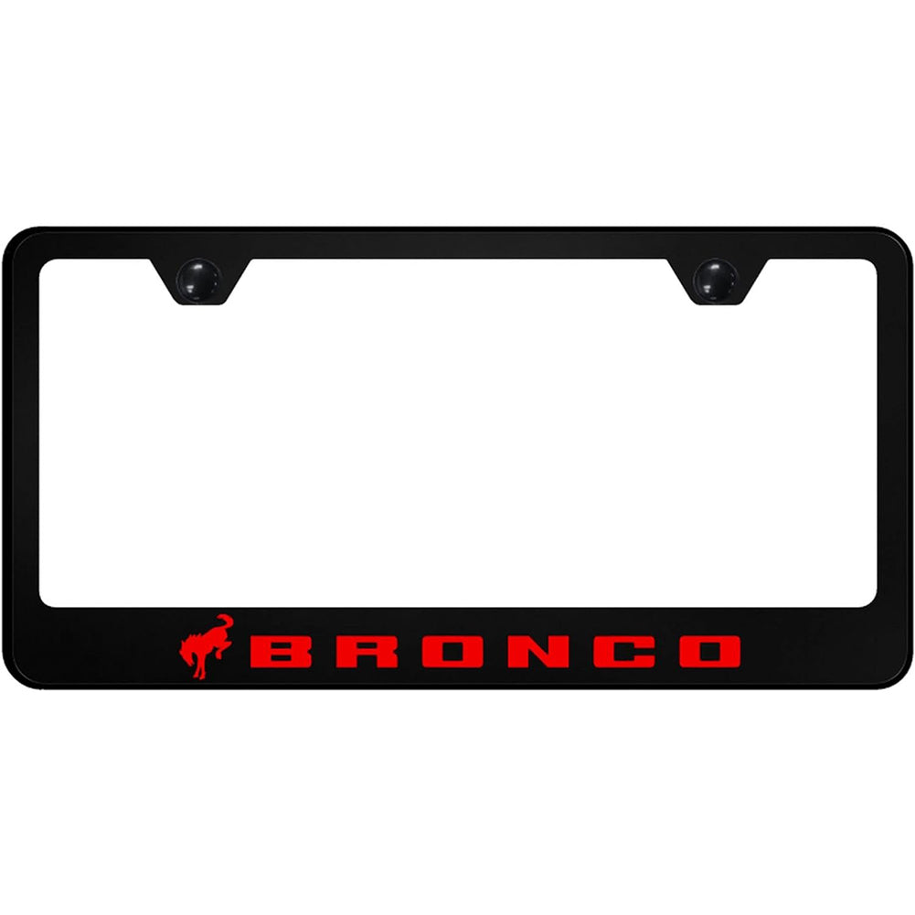 Ford Bronco License Plate Frame Black Polycarbonate with Red UV Print Logo-SR1 Performance