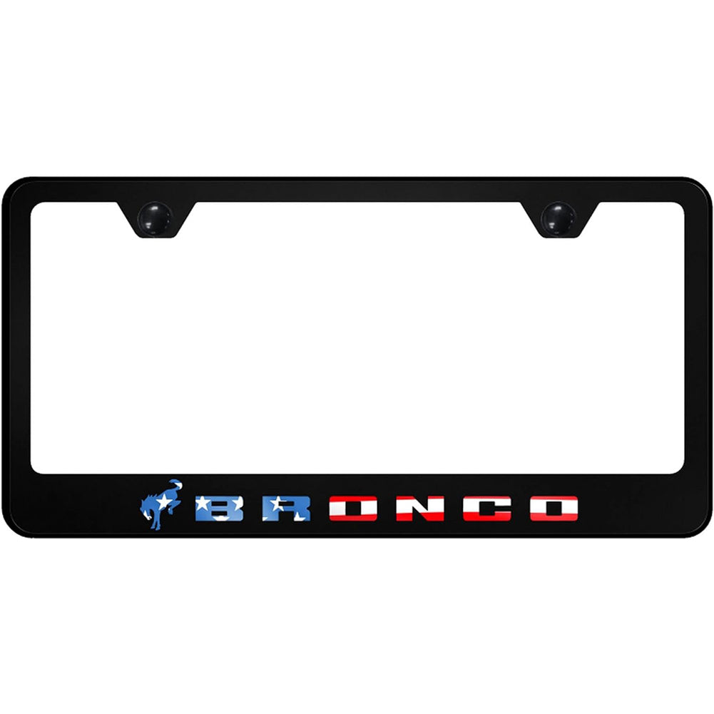 Ford Bronco USA Flag License Plate Frame Black Polycarbonate with UV Print Logo-SR1 Performance