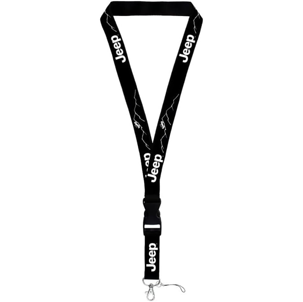 Jeep Lanyard Key Chain - Black with White Mountains Logo-SR1 Performance