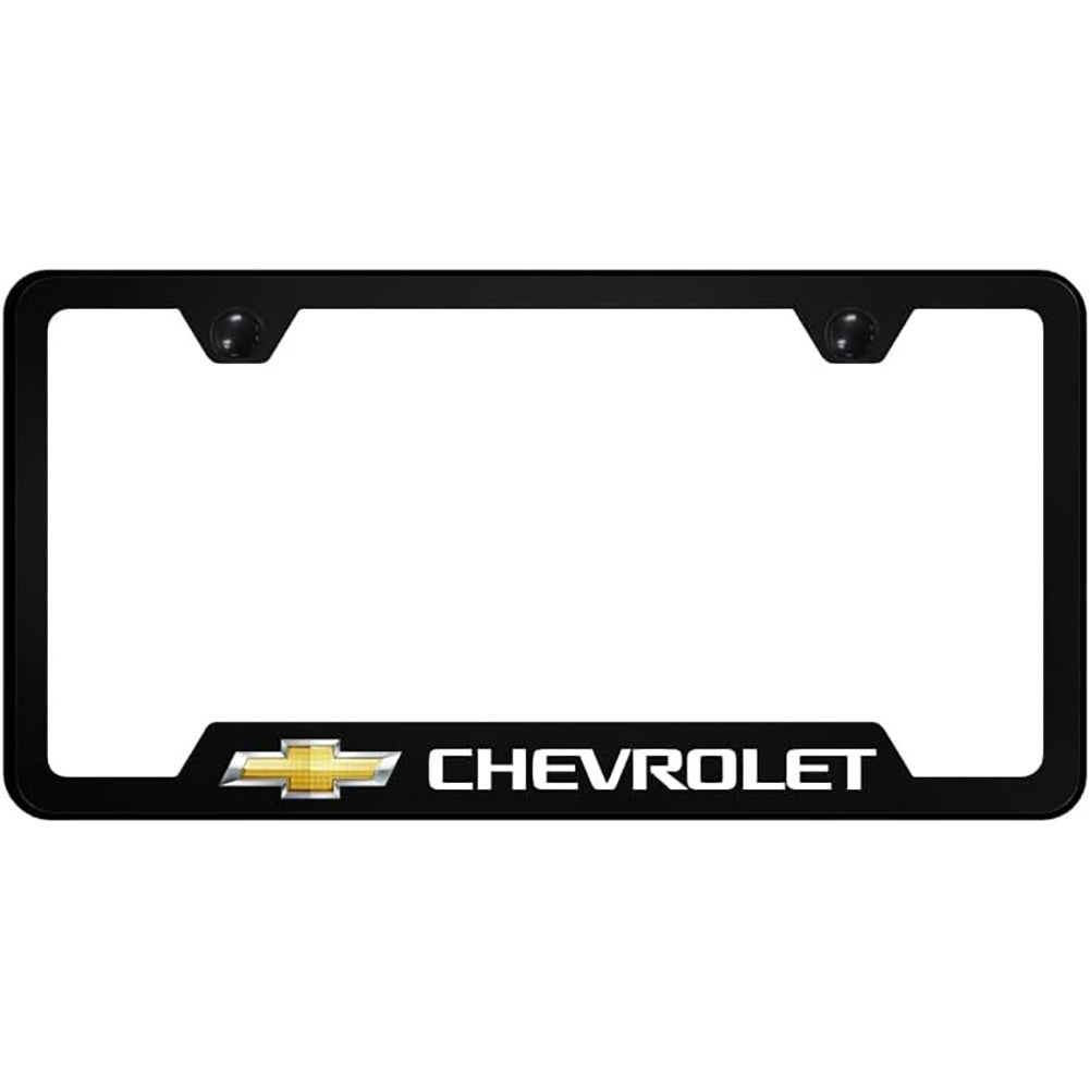 Chevrolet Notched License Plate Frame - Black Polycarbonate with UV Print Logo-SR1 Performance