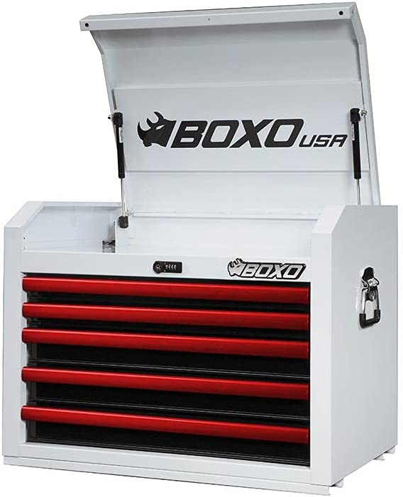 BOXO USA 26" 5-Drawer Pro Series Top Tool Chest - Gloss White