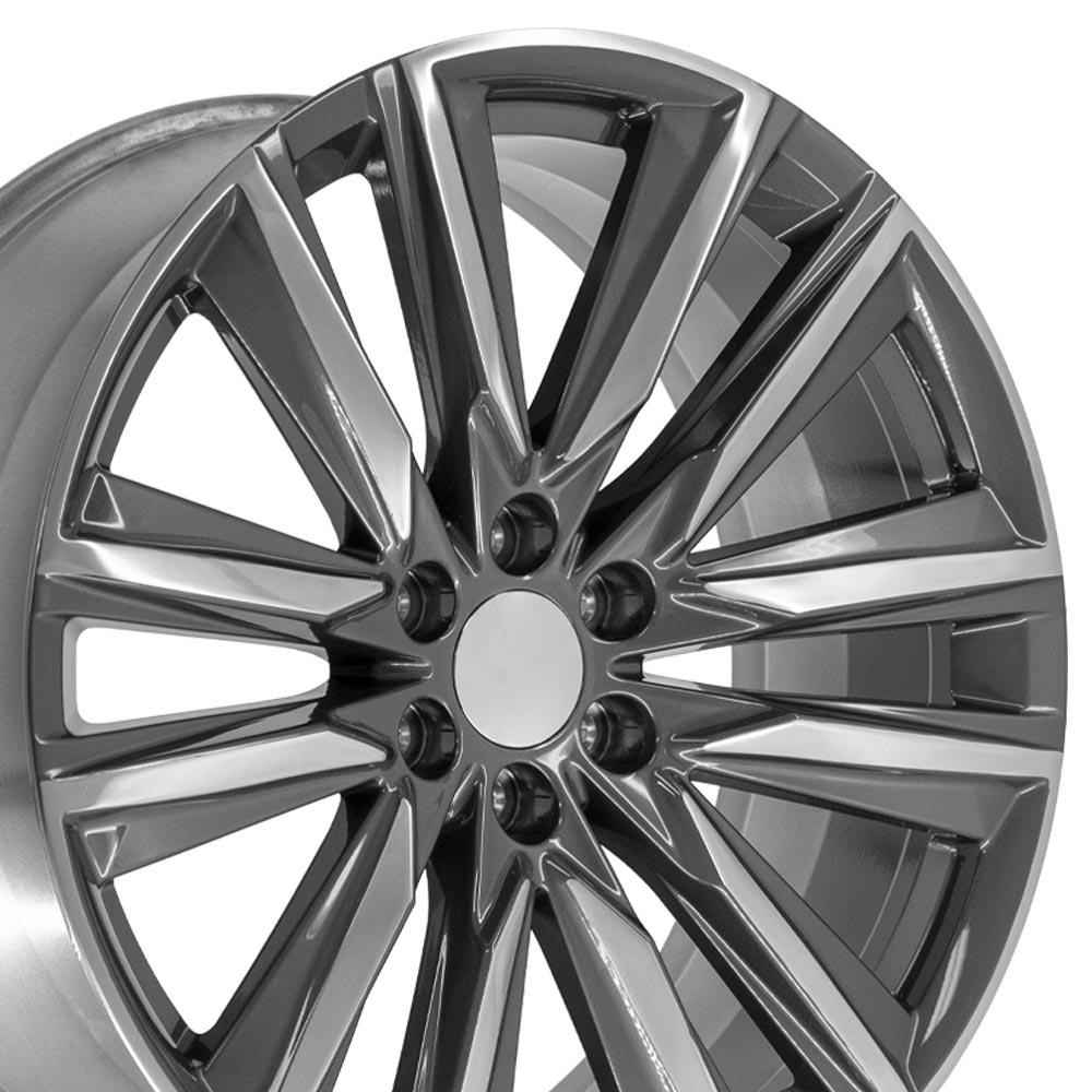 24" Replica CA91 fits Cadillac Escalade 24x10 Gunmetal with Polished Face-SR1 Performance