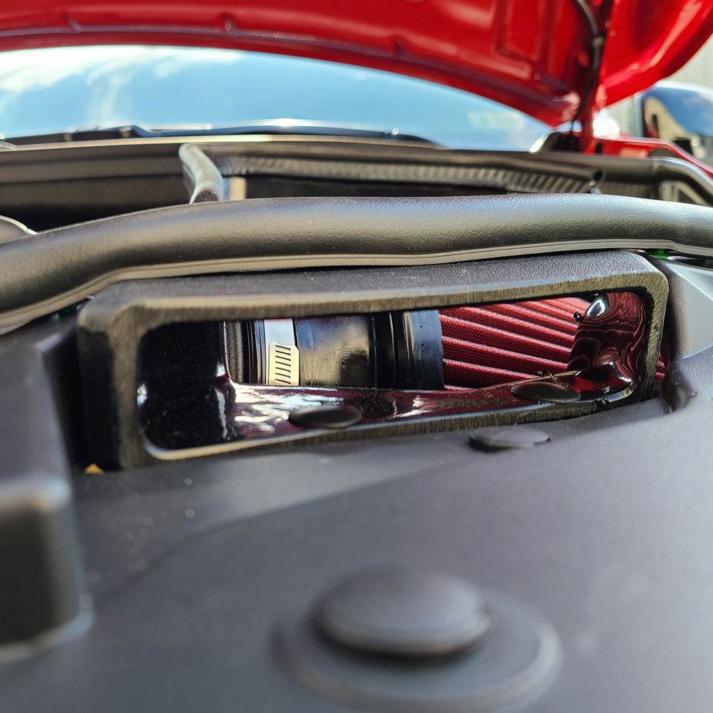 JLT COLD AIR INTAKE FOR 2021-2025 DODGE DURANGO HELLCAT - S&B installed in the engine compartment of a vehicle