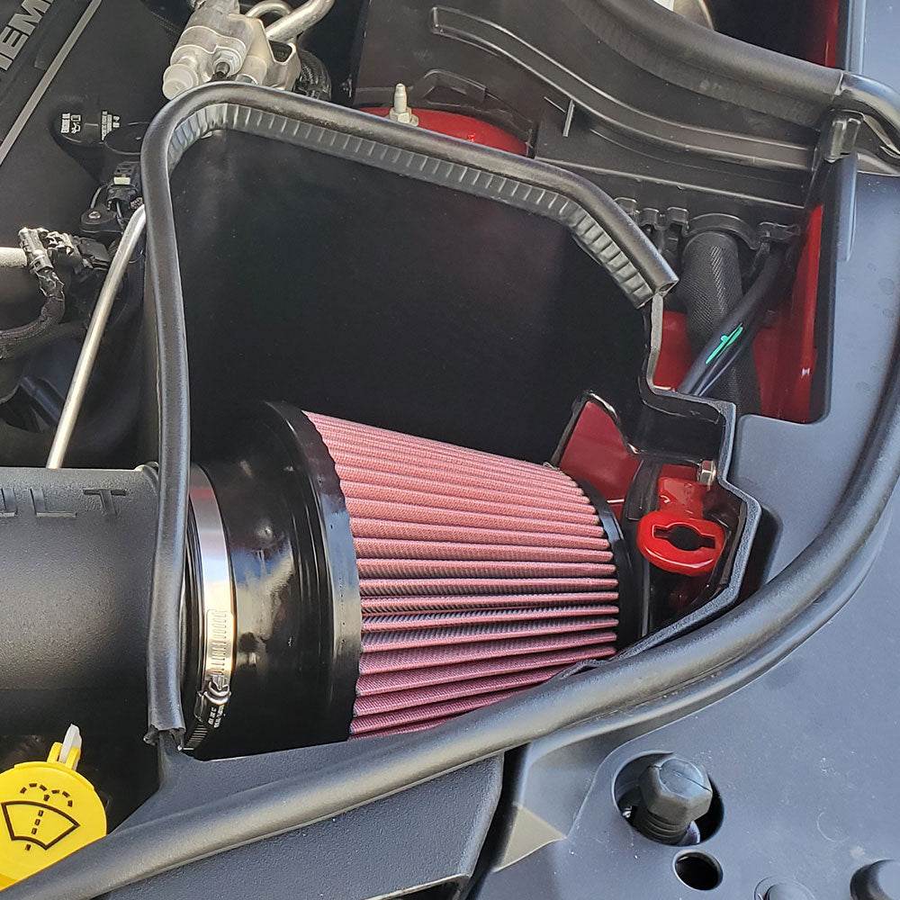 JLT COLD AIR INTAKE FOR 2021-2025 DODGE DURANGO HELLCAT - S&B installed in the engine compartment of a vehicle