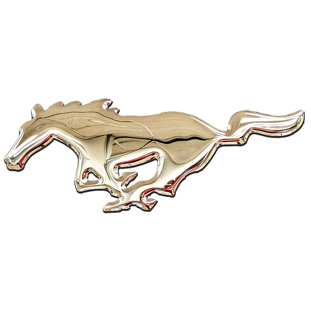 Ford Mustang Horse Emblem Stainless Steel Wall Hanging Sign - Chrome : 18" x 7"-SR1 Performance