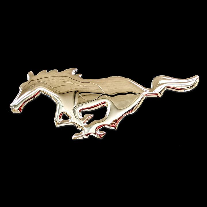 Ford Mustang Horse Emblem Stainless Steel Wall Hanging Sign - Chrome : 18" x 7"-SR1 Performance