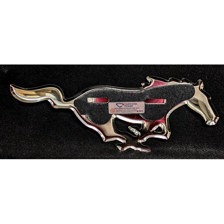 Ford Mustang Horse Emblem Stainless Steel Wall Hanging Sign - Chrome : 18" x 7"-SR1 Performance