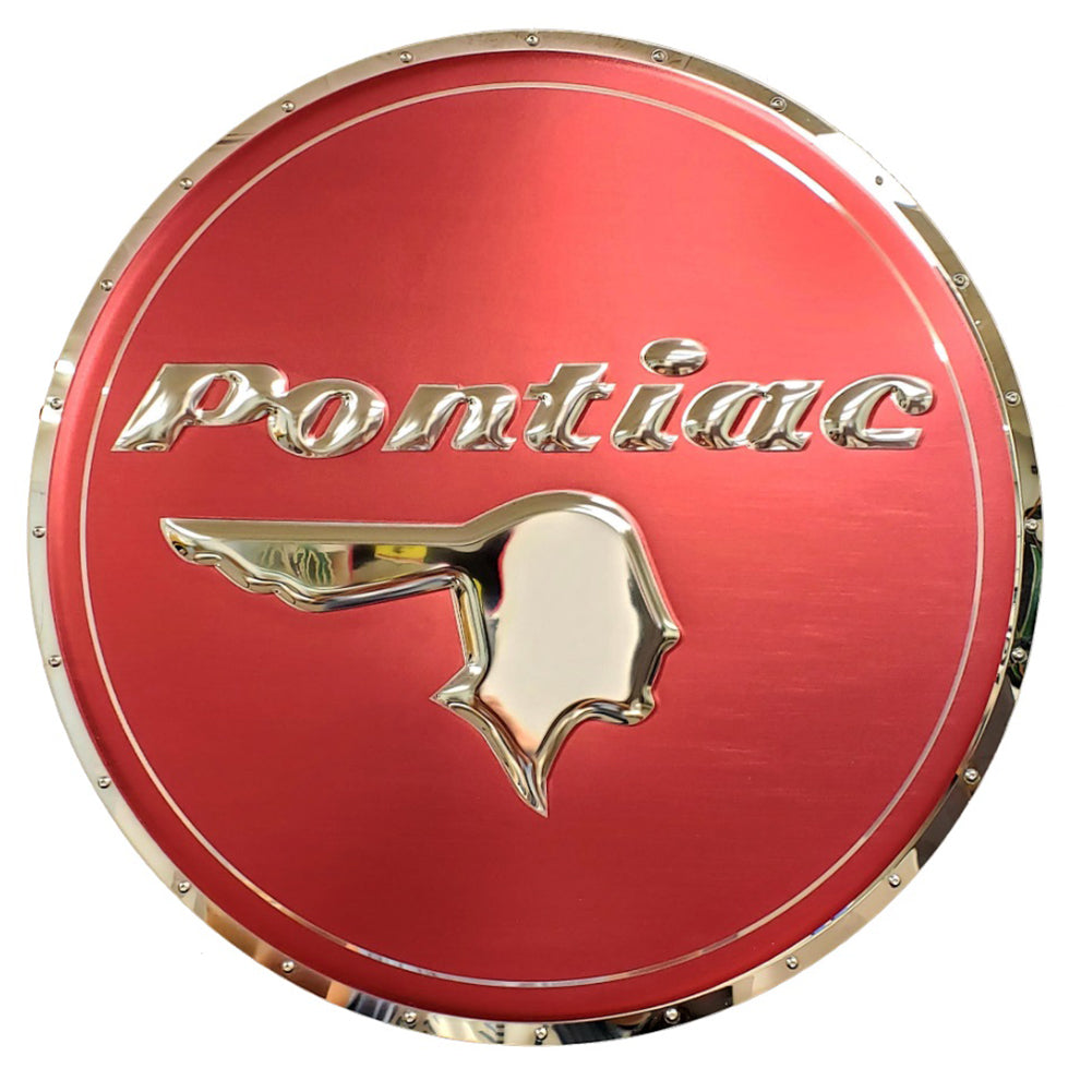 Pontiac Chieftain Stainless Steel Wall Hanging Sign - Red/Chrome : 22"-SR1 Performance