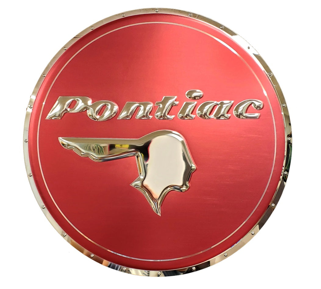 Pontiac Chieftain Stainless Steel Wall Hanging Sign - Red/Chrome : 22"-SR1 Performance