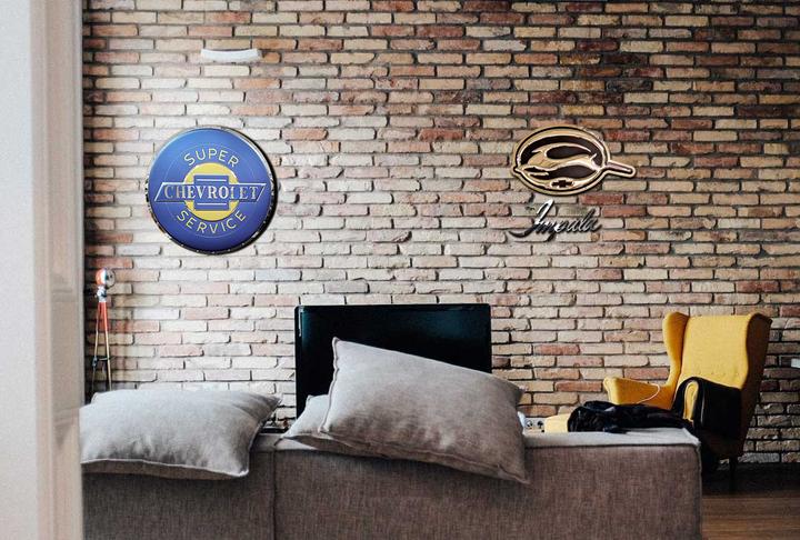 Chevy Impala Logo Stainless Steel Wall Hanging Sign - Chrome/Black : 12.5" x 22"-SR1 Performance