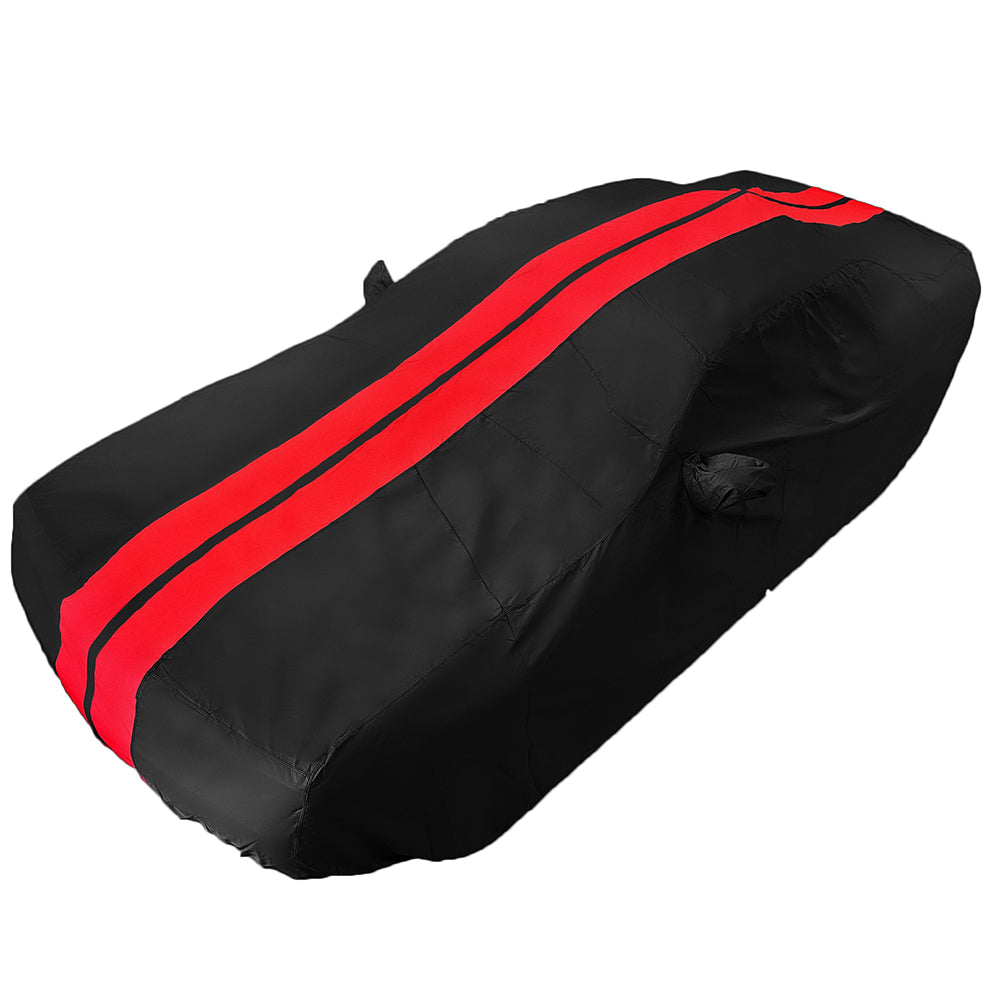 2008-2023 Dodge Challenger Ultraguard Plus Car Cover - 300D Indoor/Outdoor Protection - Black with Red Stripes-SR1 Performance