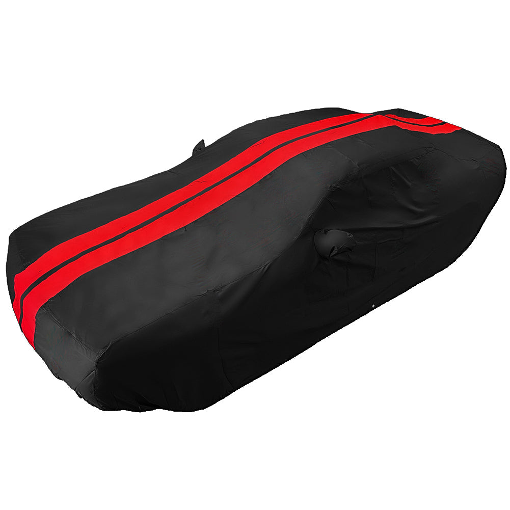 2008-2023 Dodge Challenger Ultraguard Plus Car Cover - 300D Indoor/Outdoor Protection - Black with Red Stripes-SR1 Performance