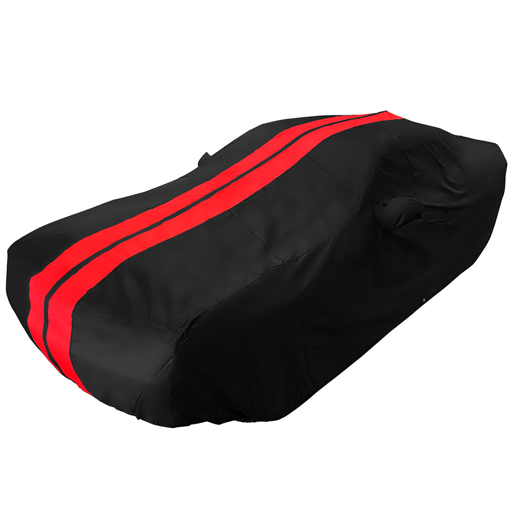 2008-2023 Dodge Challenger Ultraguard Plus Car Cover - 300D Indoor/Outdoor Protection - Black with Red Stripes-SR1 Performance