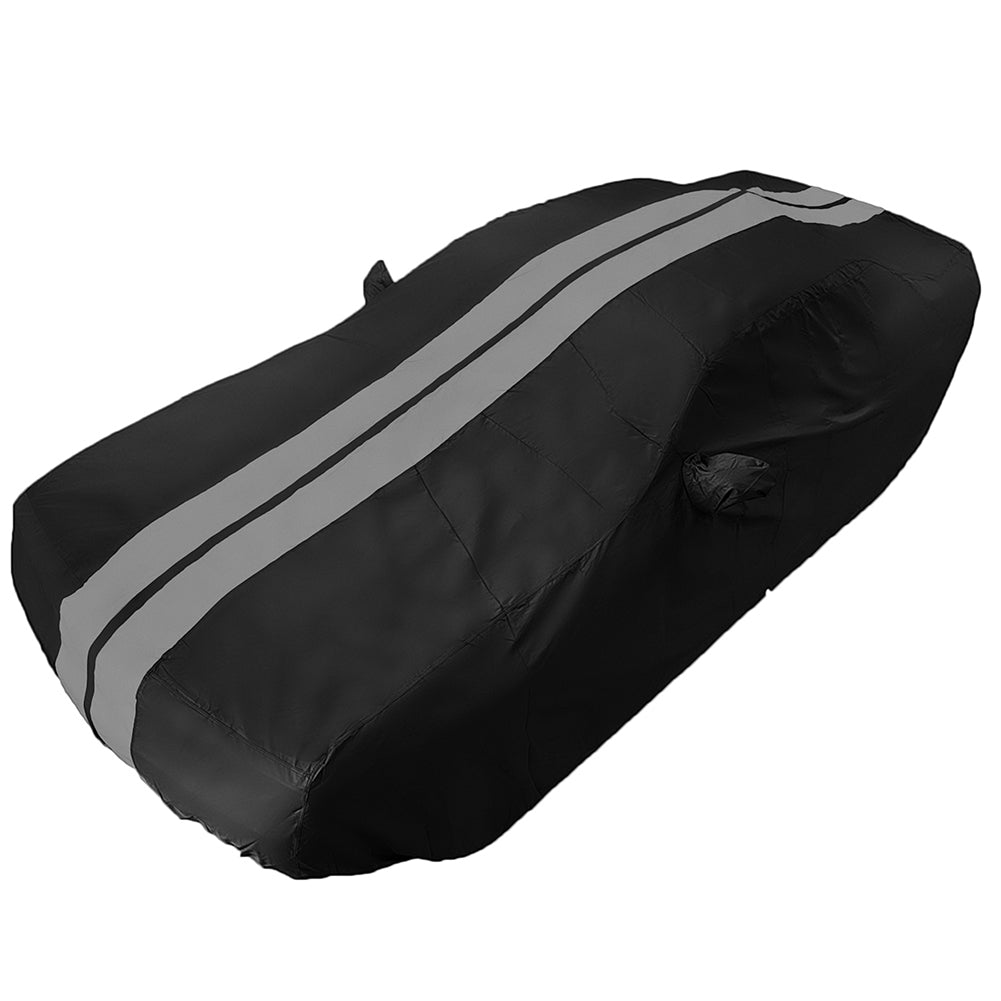 2008-2023 Dodge Challenger Ultraguard Plus Car Cover - 300D Indoor/Outdoor Protection - Black with Gray Stripes-SR1 Performance