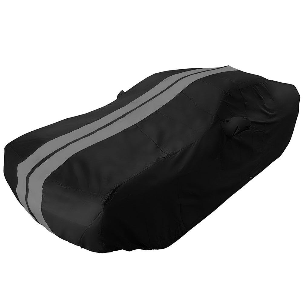 2008-2023 Dodge Challenger Ultraguard Plus Car Cover - 300D Indoor/Outdoor Protection - Black with Gray Stripes-SR1 Performance
