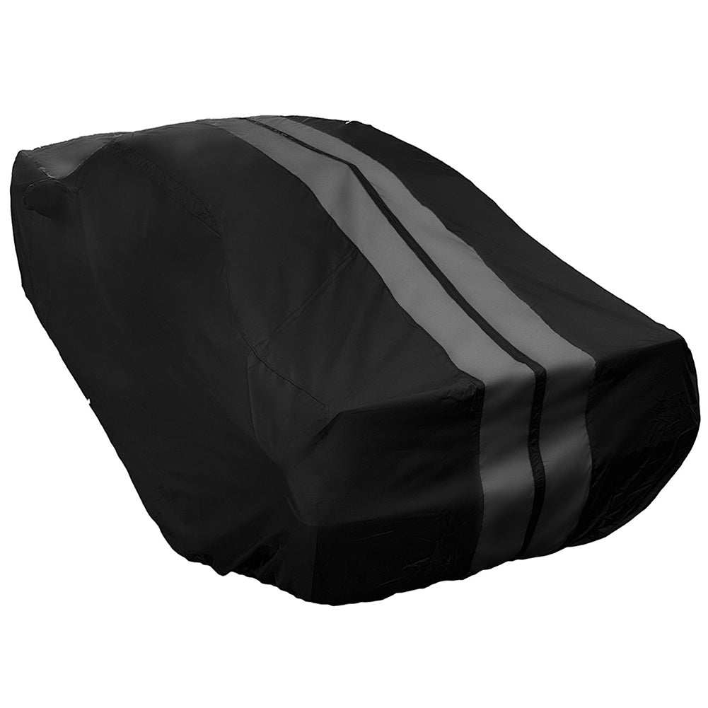 2008-2023 Dodge Challenger Ultraguard Plus Car Cover - 300D Indoor/Outdoor Protection - Black with Gray Stripes-SR1 Performance