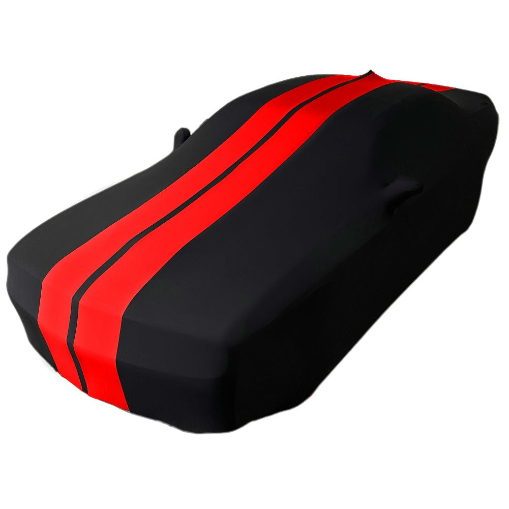 2008-2023 Dodge Challenger Ultraguard Stretch Satin Indoor Car Cover : Sport Series - Black with Red Stripes-SR1 Performance
