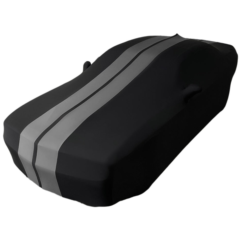 2008-2023 Dodge Challenger Ultraguard Stretch Satin Indoor Car Cover : Sport Series - Black with Gray Stripes-SR1 Performance