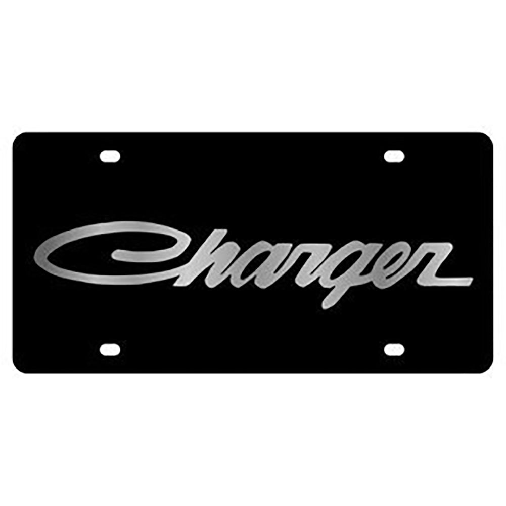 Dodge Charger License Plate - Black with Mirrored Script-SR1 Performance