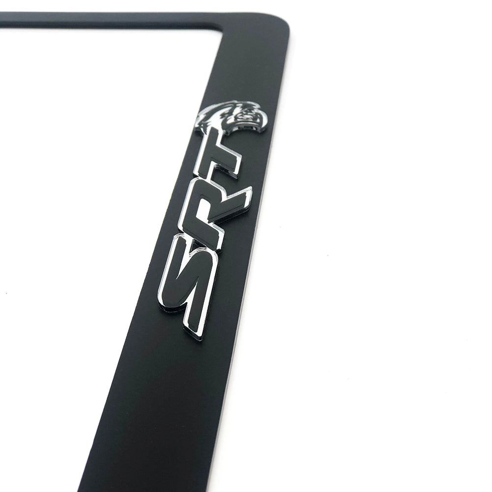 Dodge SRT Hellcat License Plate Frame - Black with Mirrored Logo-SR1 Performance