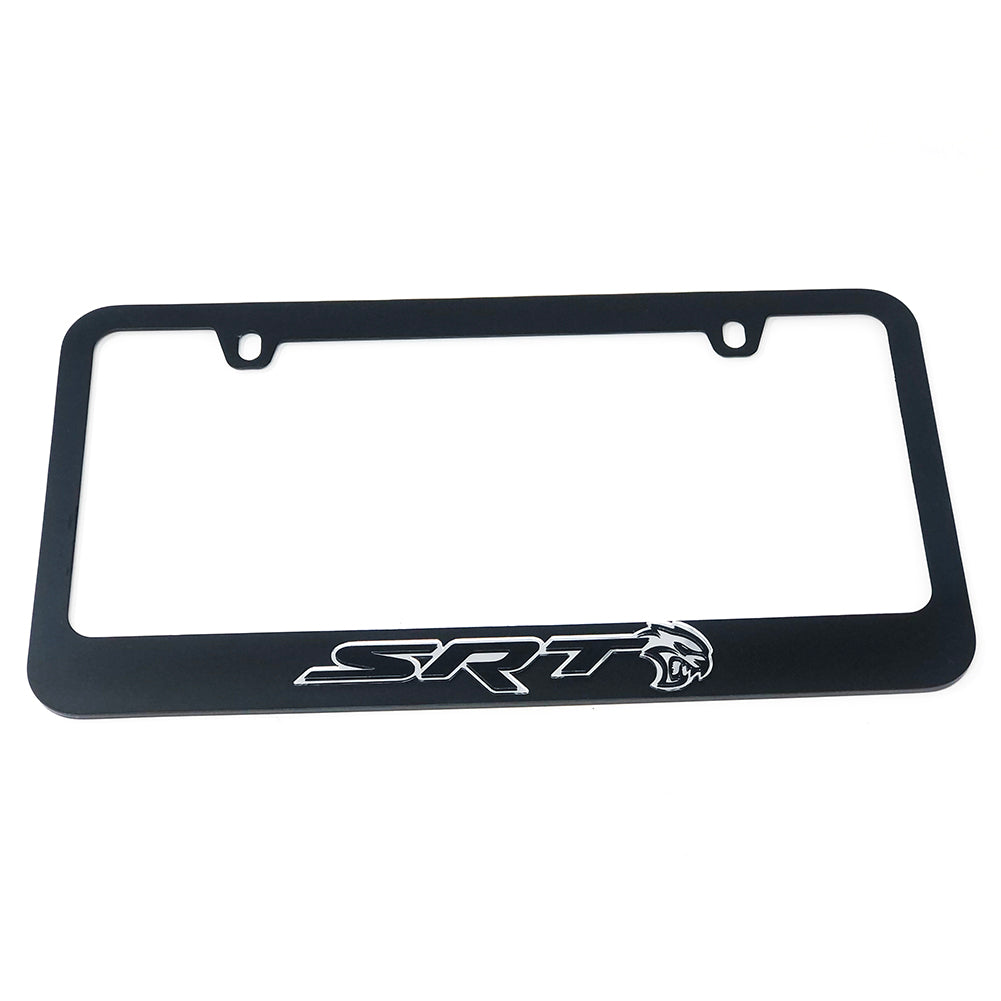 Dodge SRT Hellcat License Plate Frame - Black with Mirrored Logo-SR1 Performance