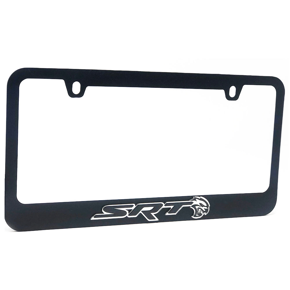 Dodge SRT Hellcat License Plate Frame - Black with Mirrored Logo-SR1 Performance