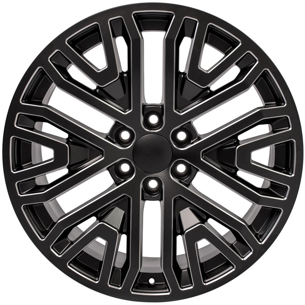 22" Replica CV37 fits GMC Sierra 22x9 Black Milled-SR1 Performance