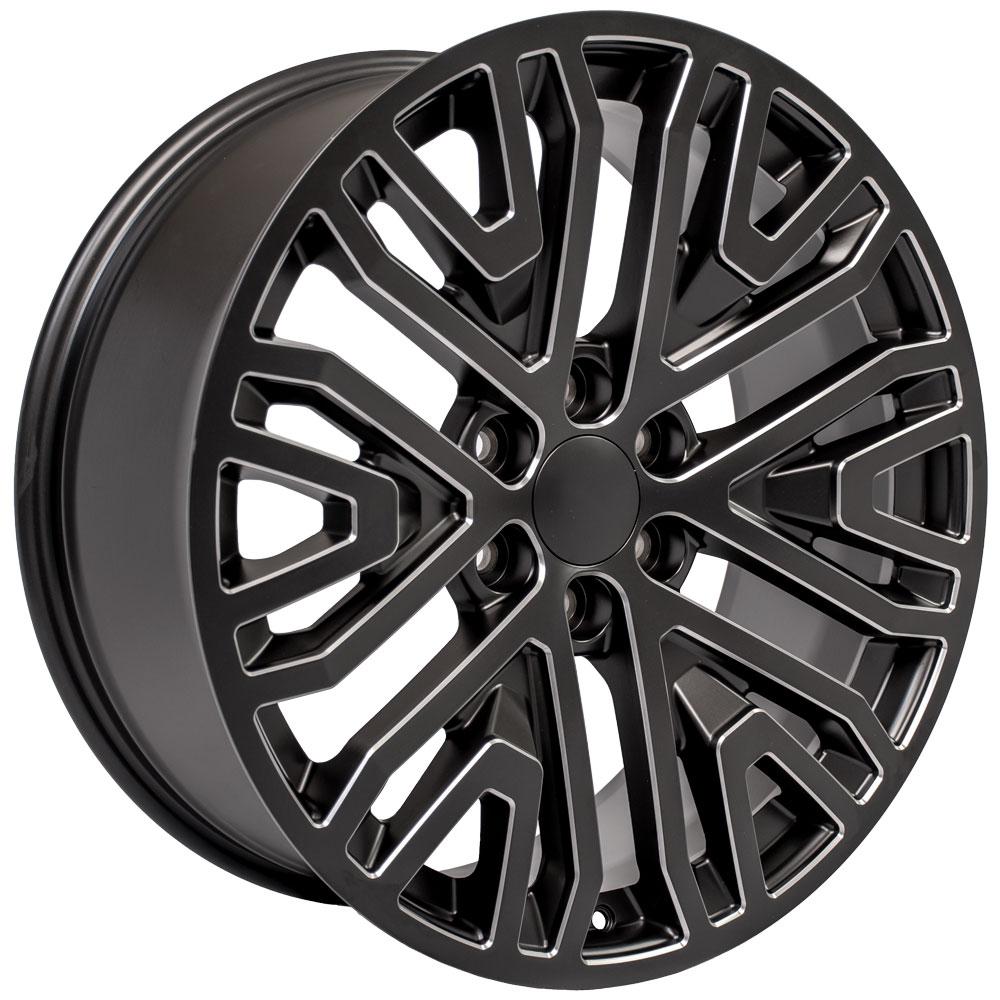 22" Replica CV37 fits GMC Sierra 22x9 Black Milled-SR1 Performance