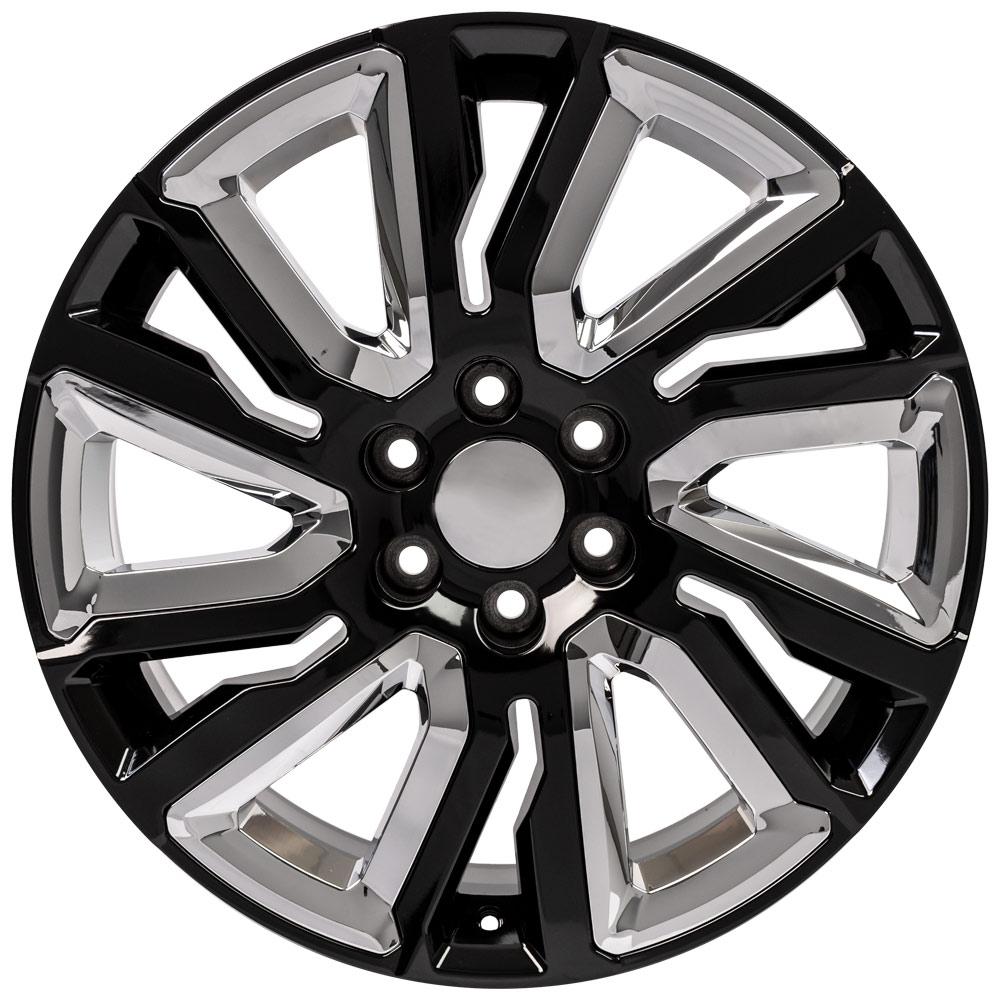 22" Replica CV39 fits GMC Sierra 22x9 Black and Chrome-SR1 Performance