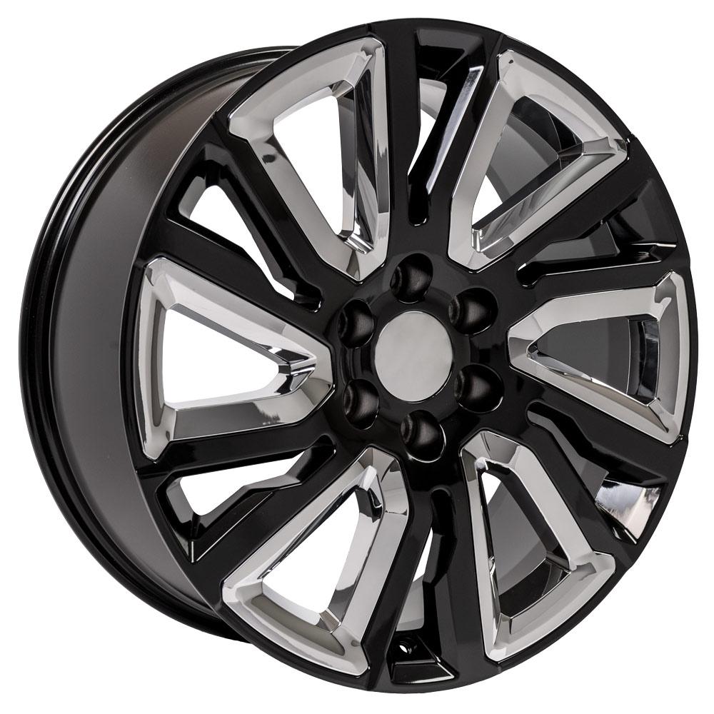 22" Replica CV39 fits GMC Sierra 22x9 Black and Chrome-SR1 Performance