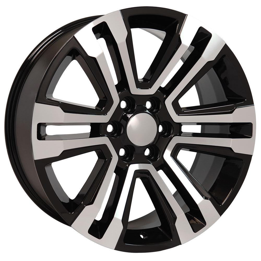 22" Replica CV44 fits GMC Yukon 22x9 Black Mach'd-SR1 Performance