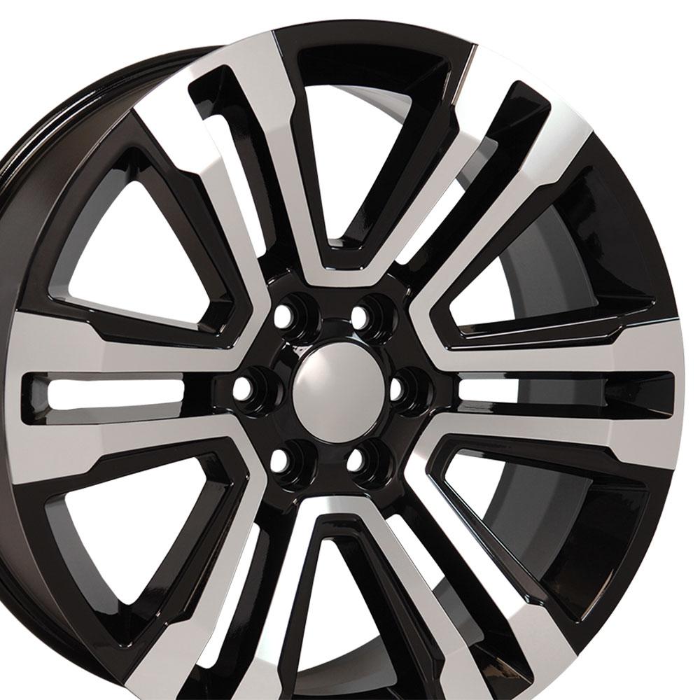 22" Replica CV44 fits GMC Yukon 22x9 Black Mach'd-SR1 Performance