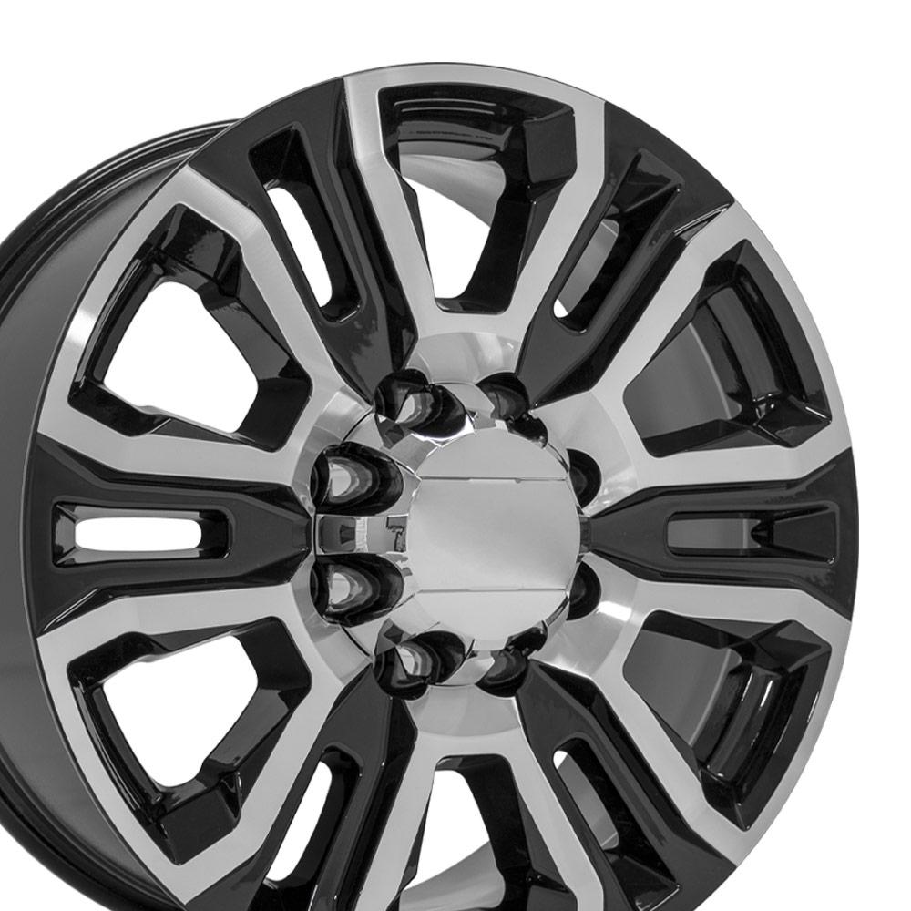20" Replica CV70B fits GMC Sierra 2500 3500 HD Denali 20x8.5 Black Machined-SR1 Performance