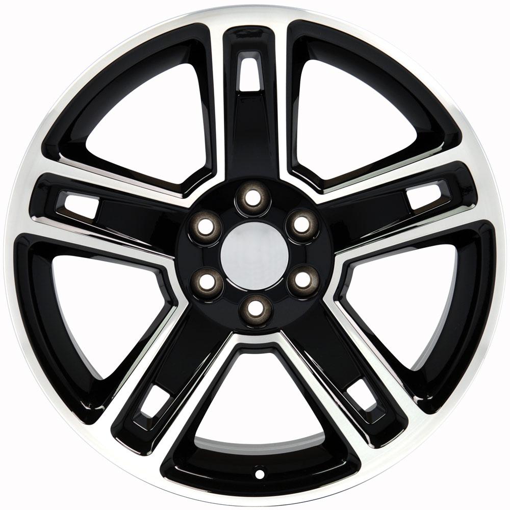22" Replica CV74B fits Chevrolet Silverado 22x9 Black Mach'd-SR1 Performance