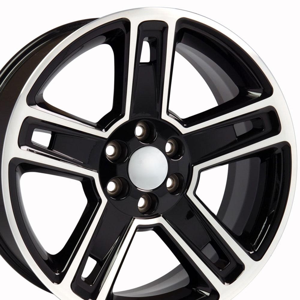22" Replica CV74B fits Chevrolet Silverado 22x9 Black Mach'd-SR1 Performance