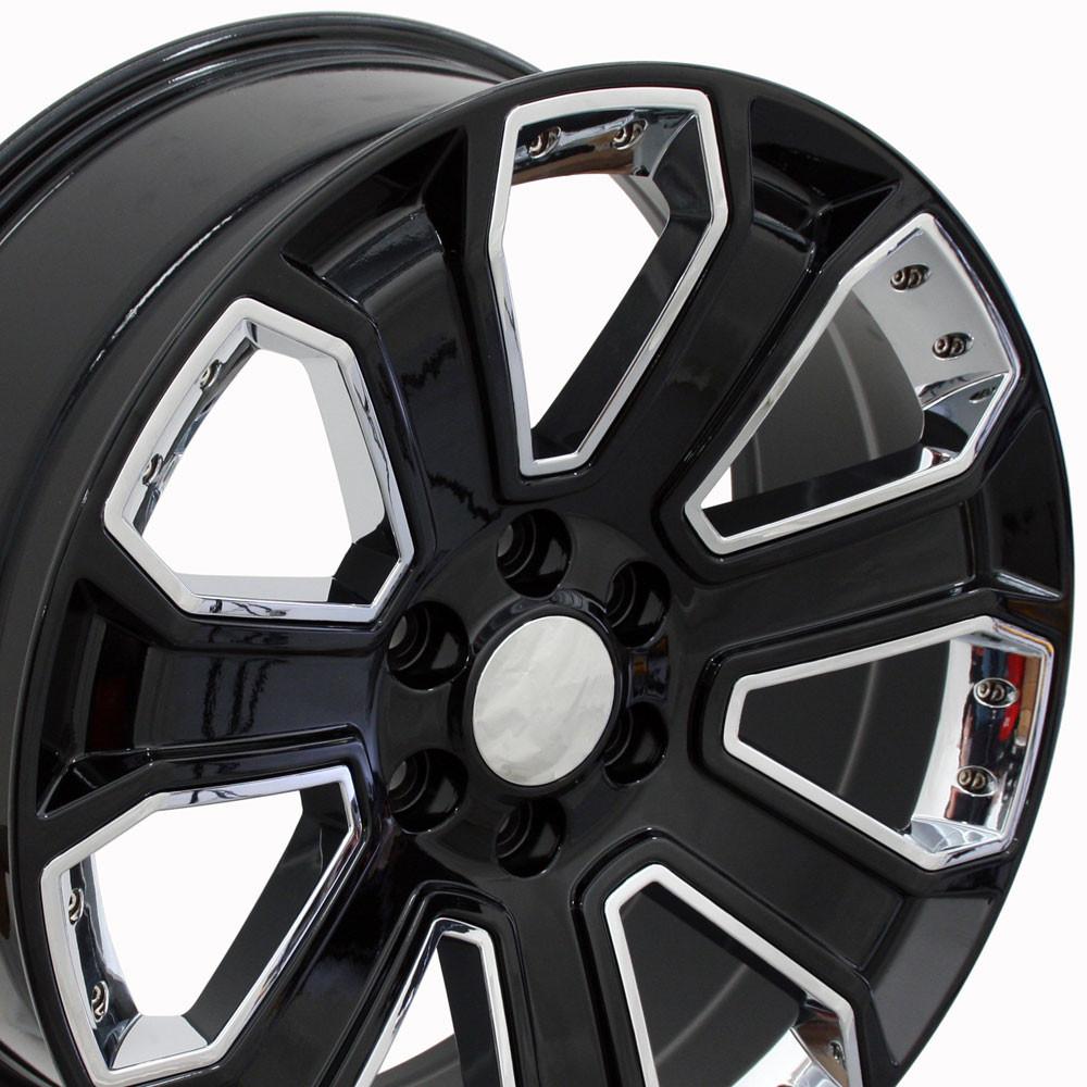 22" Replica CV93B fits Chevy Silverado 22x9 Black with Chrome-SR1 Performance