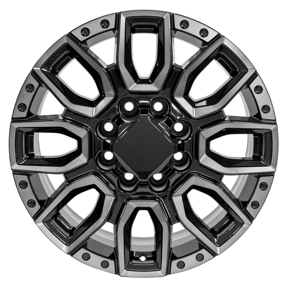20" Replica CV97A fits GMC Sierra 2500/3500 20x8.5 Black Milled Edge with Tinted Clear-SR1 Performance