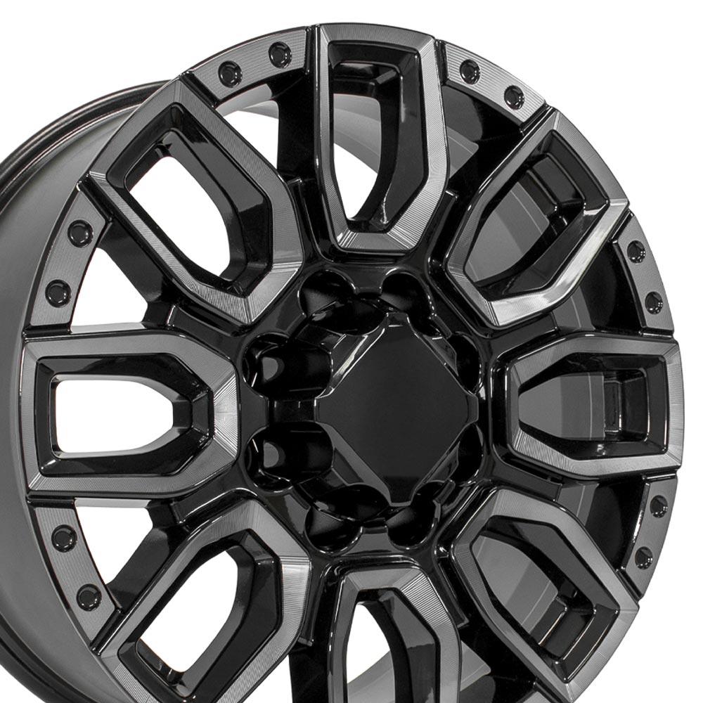 20" Replica CV97A fits GMC Sierra 2500/3500 20x8.5 Black Milled Edge with Tinted Clear-SR1 Performance