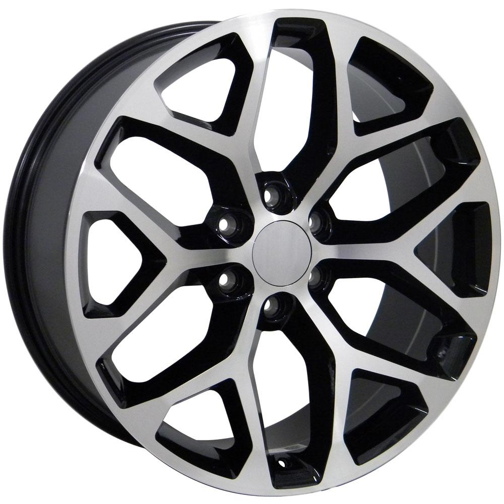20" Replica CV98B fits Chevy Silverado 20x9 Black Mach'd-SR1 Performance