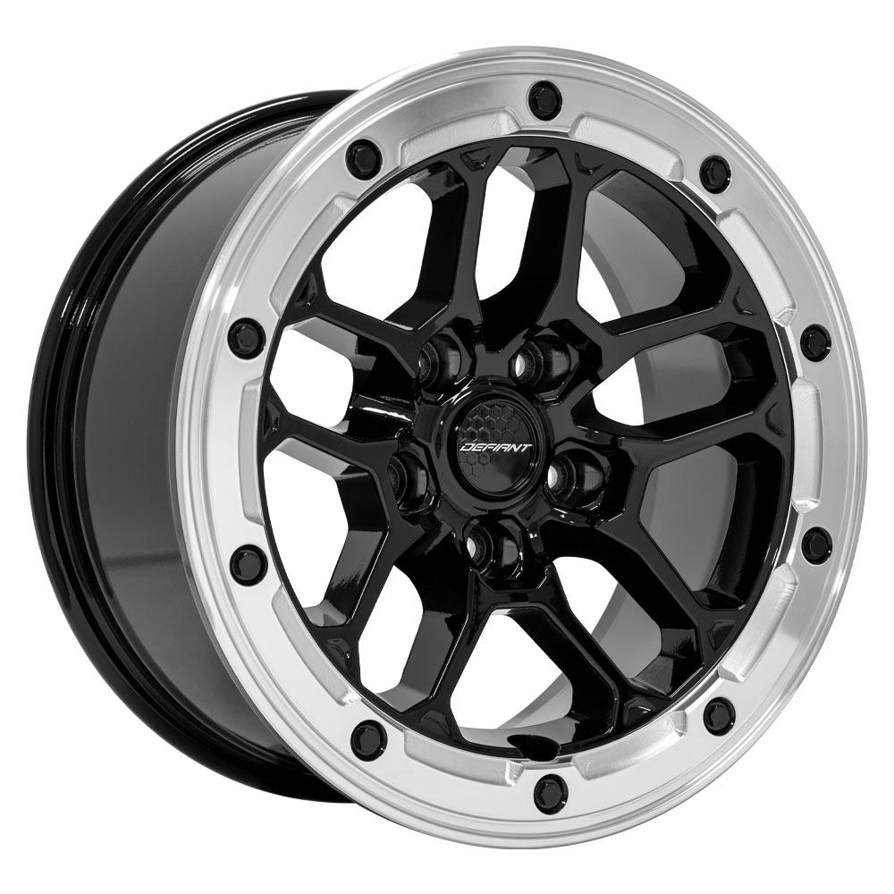 DEFIANT DF01 17x8 5x5" +12et in Gloss Black w/ Milled Ring-SR1 Performance