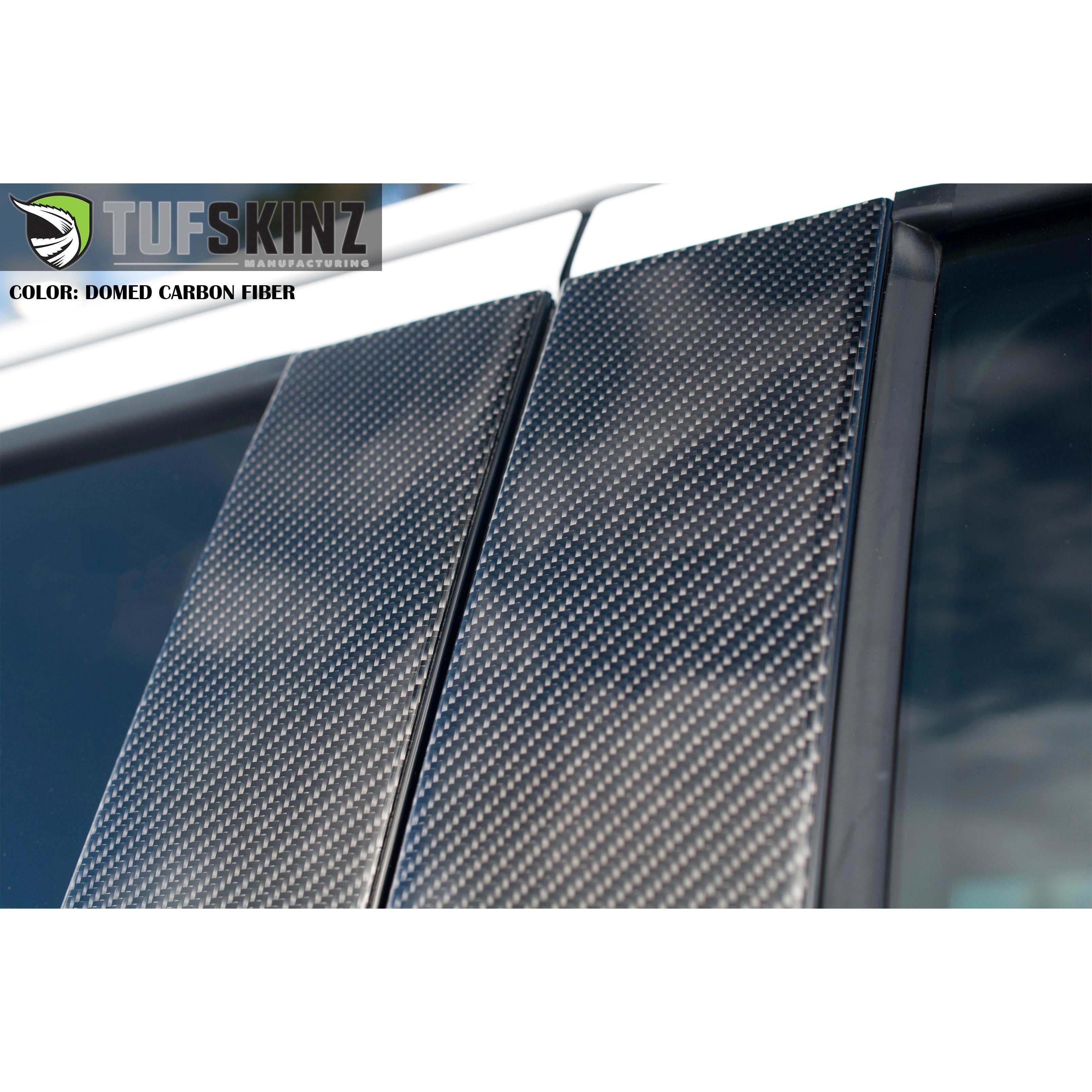 Super Crew/Super Cab Door Pillars W/Key Pad Accent Trim Fits 2017-2020 Ford Super Duty Real Carbon Fiber(Domed)